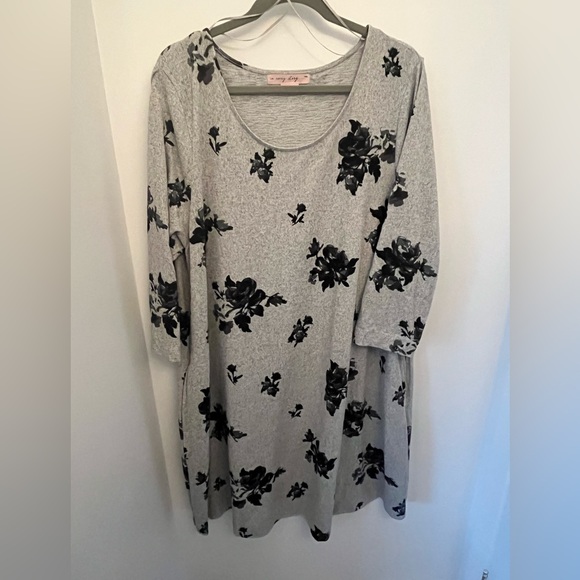 EUC 2X Penningtons Floral Grey Dress - Picture 2 of 6